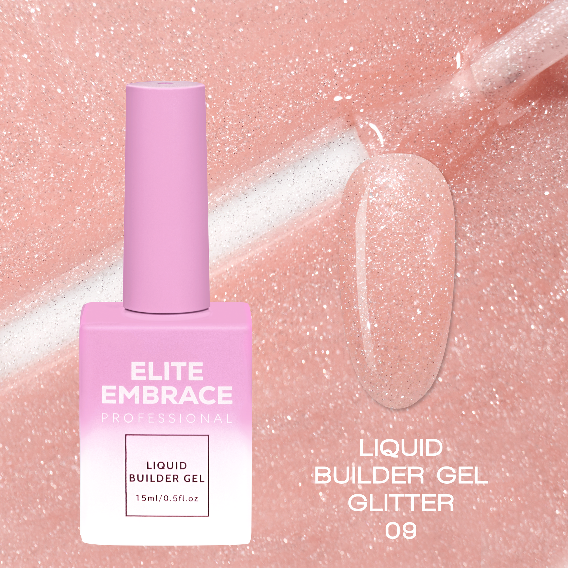 ELITE EMBRACE Professional Liquid Builder Gel Glitter 09 15ml ELBGG0915 - Reskined- Best Price in United States