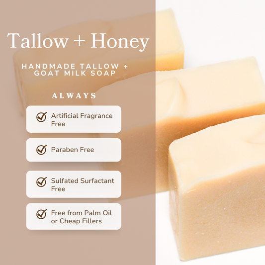 Pure Tallow + Honey Fragrance Free Handmade Tallow and Goat Milk Soap Bar - Reskined- Best Price in United States