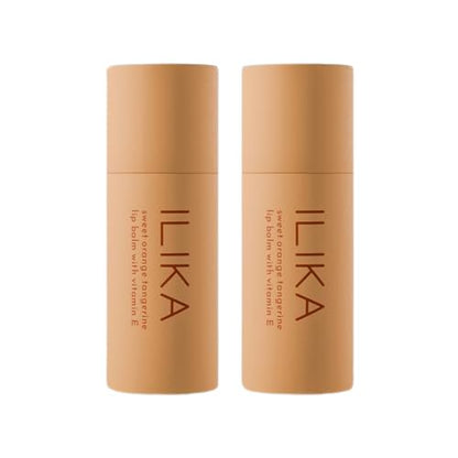 ILIKA Lip balm Organic, Vegan, Plastic-free, 100% Plant-based, 2X Volume, COSMOS Certified Organic, PETA Certified Vegan & Cruelty-Free, 2 Pack, Orange Tangerine - Reskined- Best Price in United States