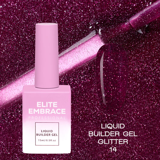 ELITE EMBRACE Professional Liquid Builder Gel Glitter 14 15ml ELBGG1415 - Reskined- Best Price in United States