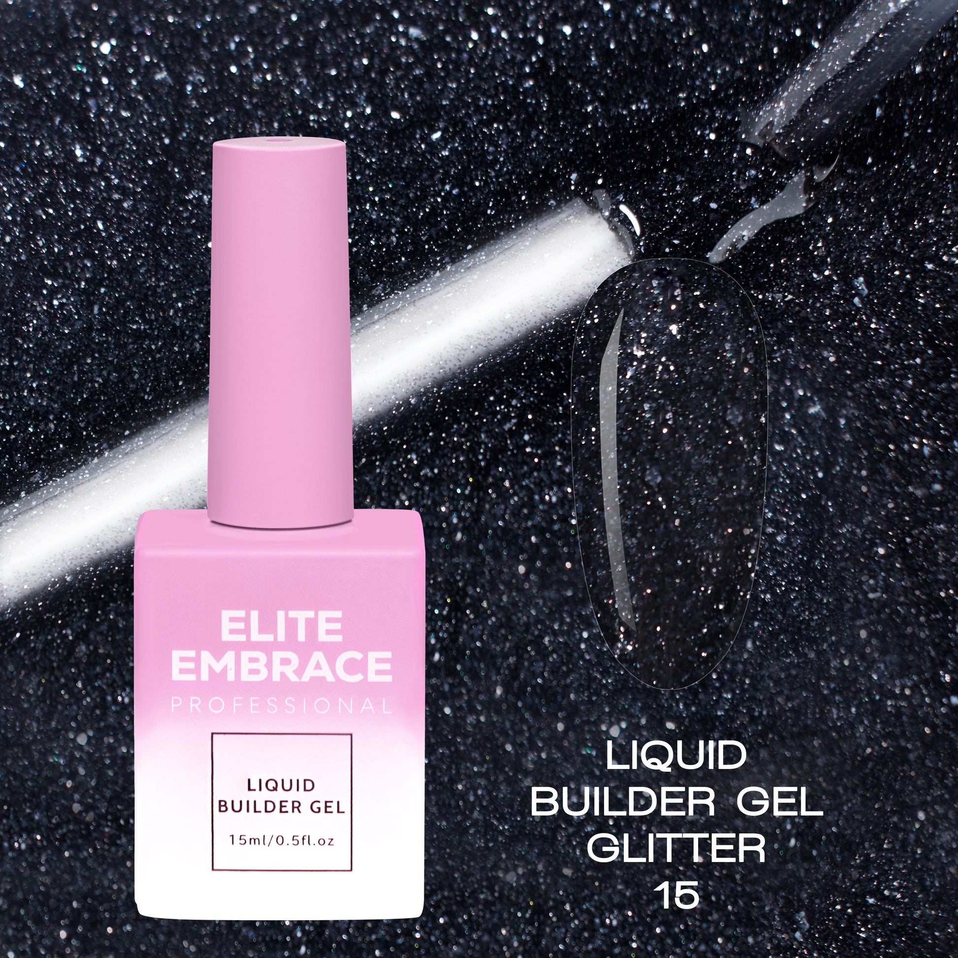 ELITE EMBRACE Professional Liquid Builder Gel Glitter 15 15ml ELBGG1515 - Reskined- Best Price in United States