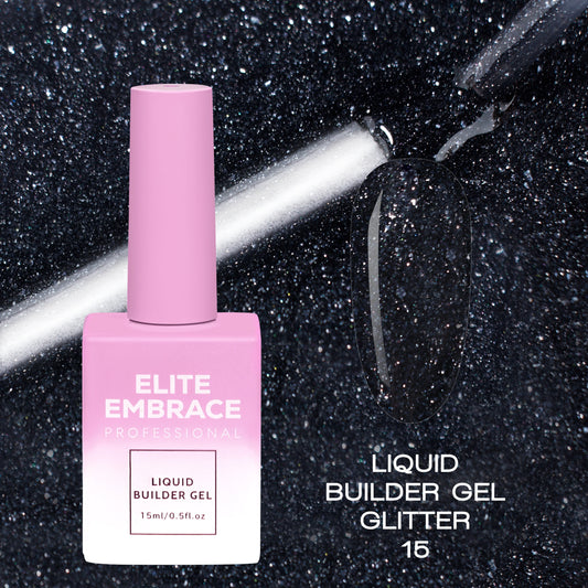 ELITE EMBRACE Professional Liquid Builder Gel Glitter 15 15ml ELBGG1515 - Reskined- Best Price in United States