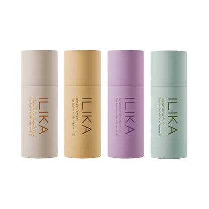 ILIKA Lip Balm, Organic,100% Plant-Based, 2X Volume, Low CO2e - COSMOS Certified Organic, PETA Certified Vegan & Cruelty-Free, Biodegradable Tube 4 Pack, Essential Collection - Reskined- Best Price in United States