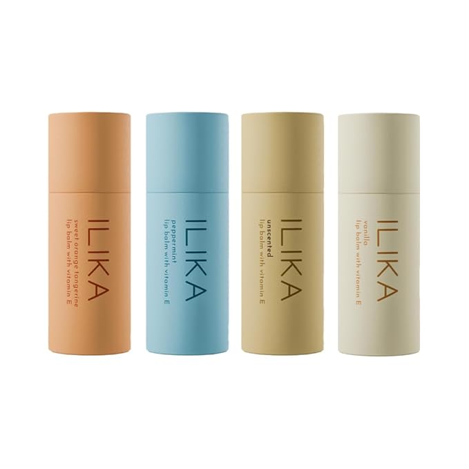 ILIKA Lip Balm Organic, 100% Plant-Based, 2X Volume, Low CO2e - COSMOS Certified Organic, PETA Certified Vegan & Cruelty-Free, Biodegradable Tube 4 Pack, Classic Collection - Reskined- Best Price in United States