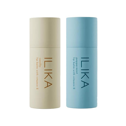 ILIKA Lip balm Organic, Vegan, Plastic-free, 100% Plant-based, 2X Volume, COSMOS Certified Organic, PETA Certified Vegan & Cruelty-Free 2 Pack, Vanilla & Peppermint - Reskined- Best Price in United States