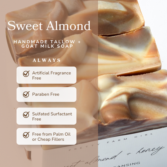 Sweet Almond + Honey Handmade Tallow and Goat Milk Soap Bar - Reskined- Best Price in United States