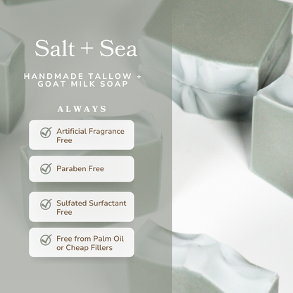 Salt + Sea Bar Handmade Tallow and Goat Milk Soap Bar - Reskined- Best Price in United States