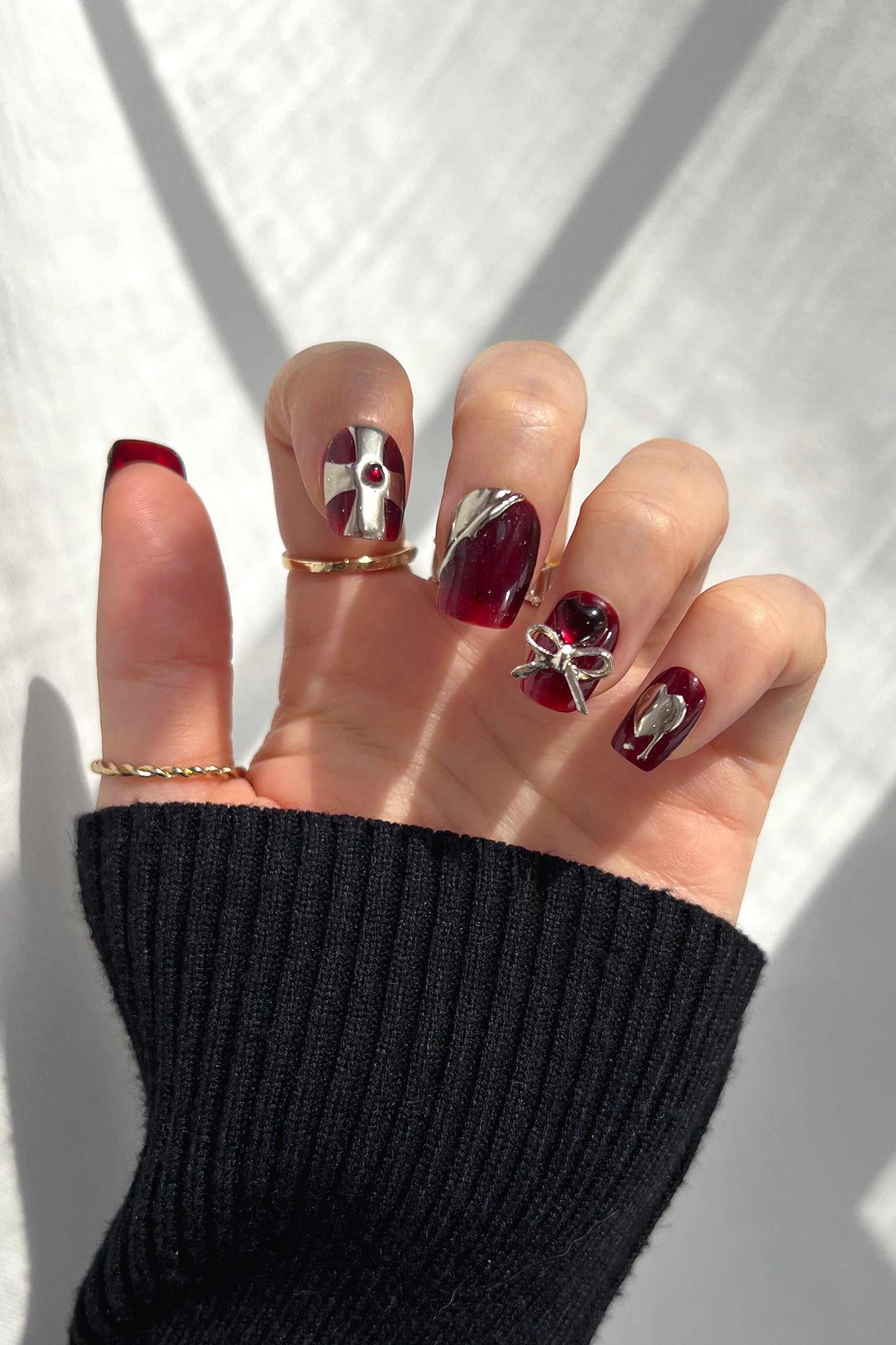 Maroon Castle | Pro Handmade Gel Nails - Reskined- Best Price in United States