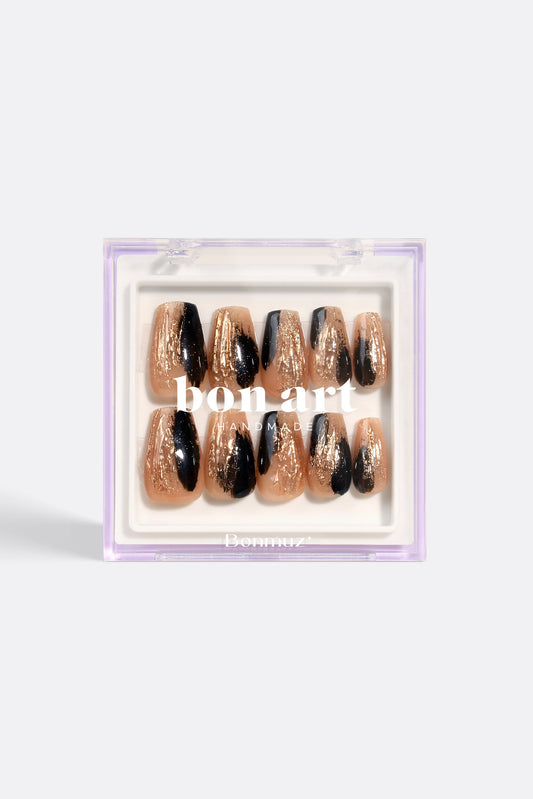 Gilded Noir | Pro Handmade Gel Nails - Reskined- Best Price in United States