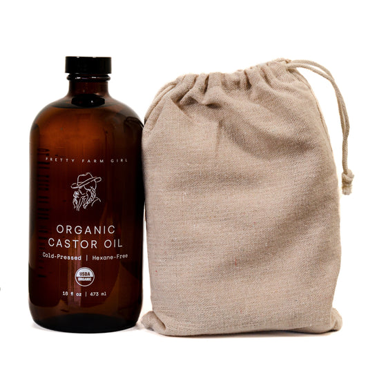 Organic Pure Castor Oil + Cloth Pack Bundle - Reskined- Best Price in United States