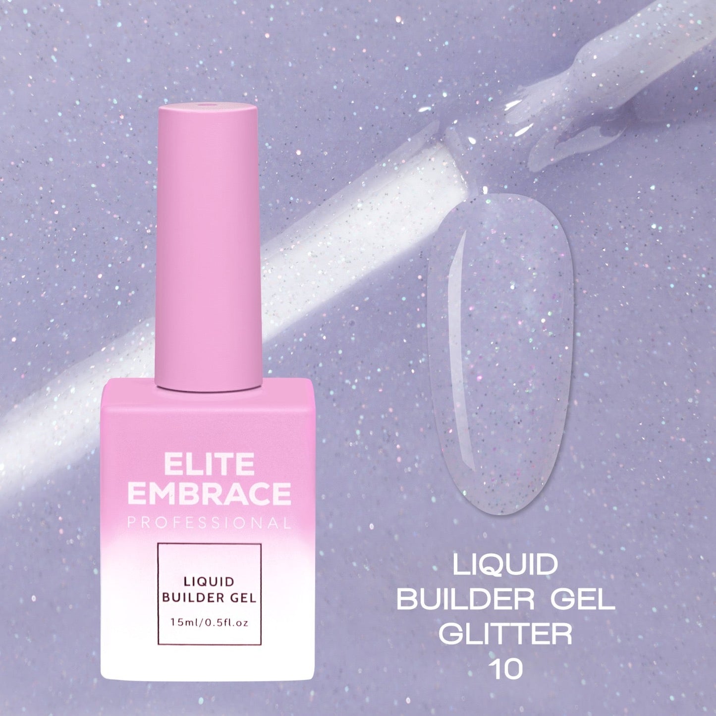 ELITE EMBRACE Professional Liquid Builder Gel Glitter 10 15ml ELBGG1015 - Reskined- Best Price in United States