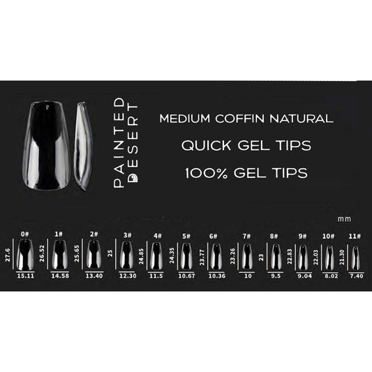 Medium Coffin NATURAL Quick Gel Tips - Reskined- Best Price in United States