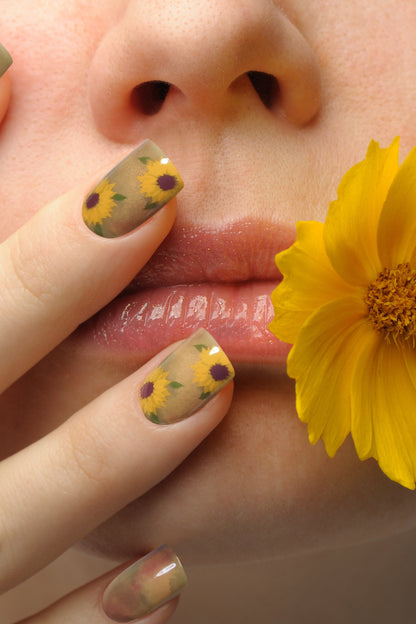Sunflower Watercolor | Soft & Durable Press-On Nails - Reskined- Best Price in United States
