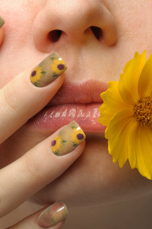 Sunflower Watercolor | Soft & Durable Press-On Nails - Reskined- Best Price in United States