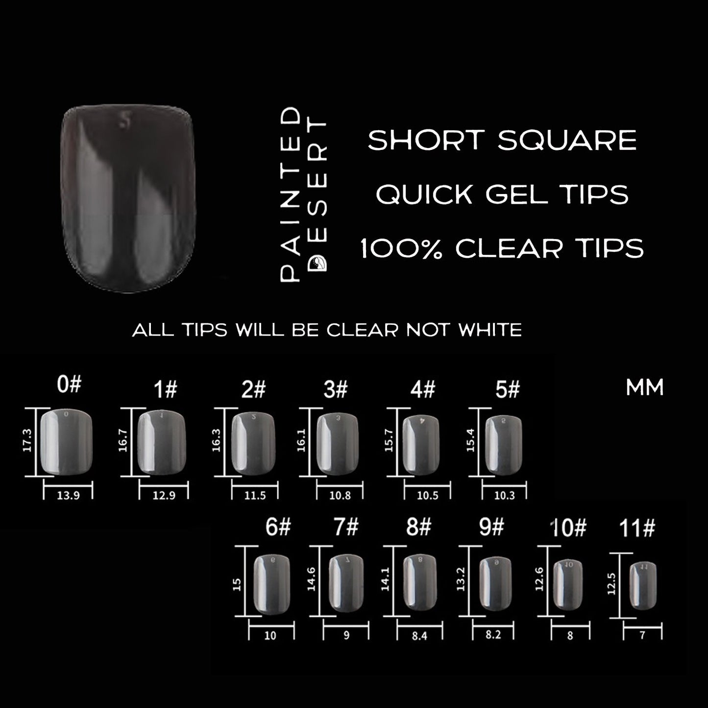 Short Square Quick Gel Tips (xxs shape) - 720pc - Reskined- Best Price in United States